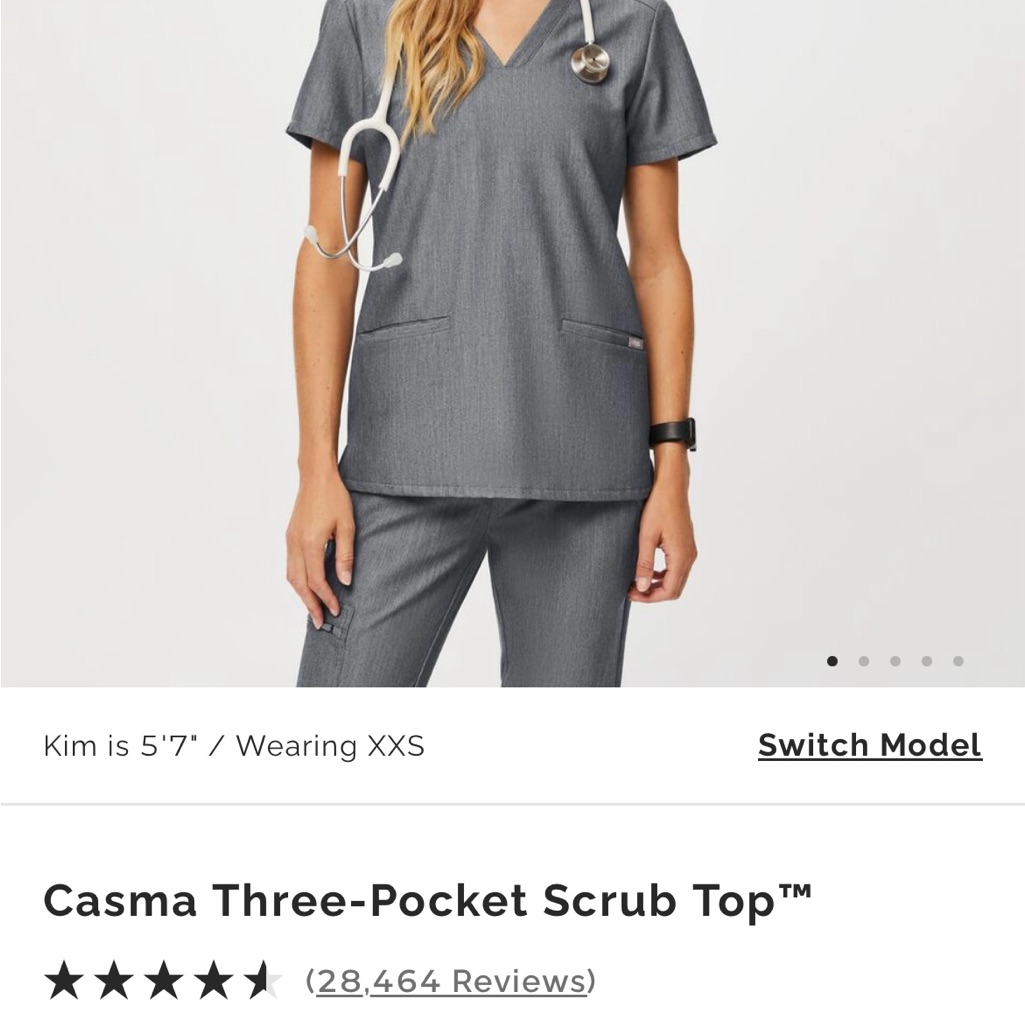 Figs Graphite Scrub Top